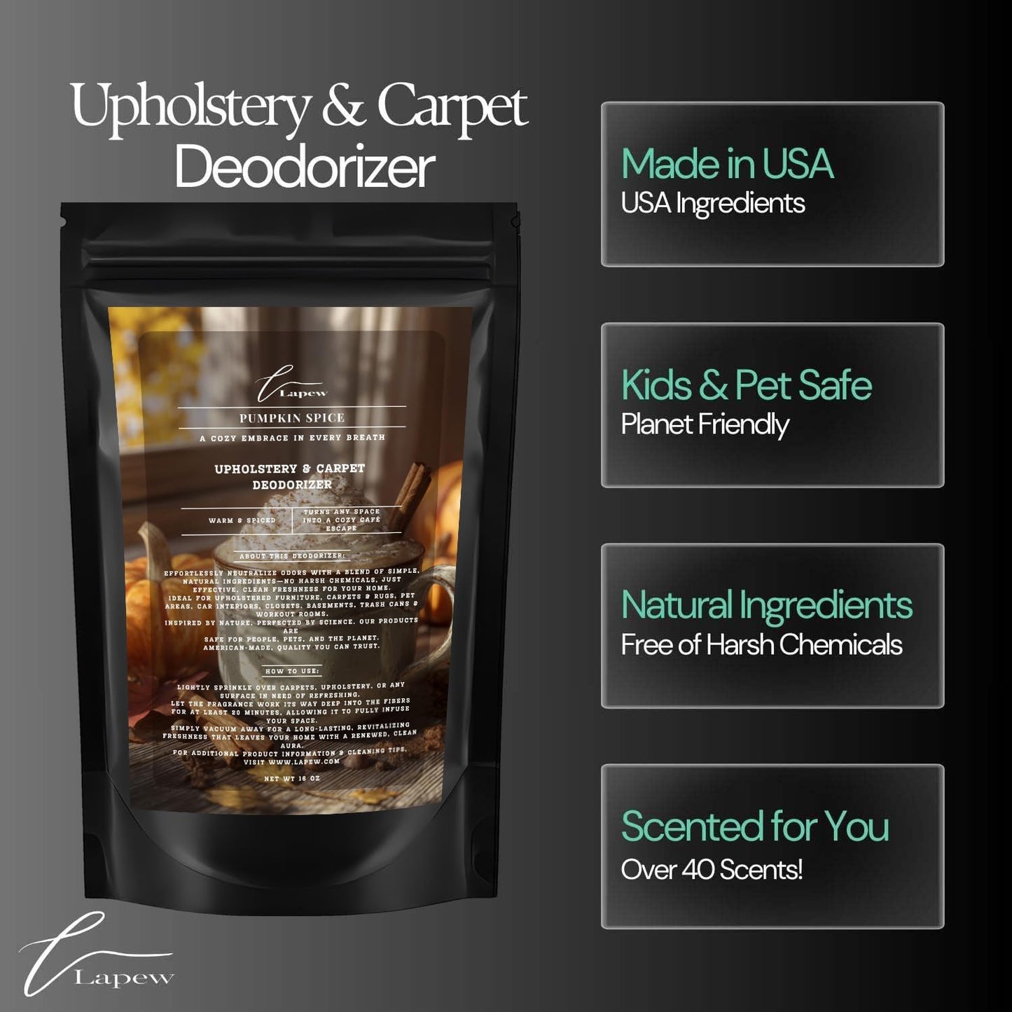 Pumpkin Spice Carpet Freshener Powder Value Size 36 oz | Powerful Odor Eliminator for Home | Upholstery Deodorizer | Carpet Deodorizer | Pet Urine | Cat Litter Box