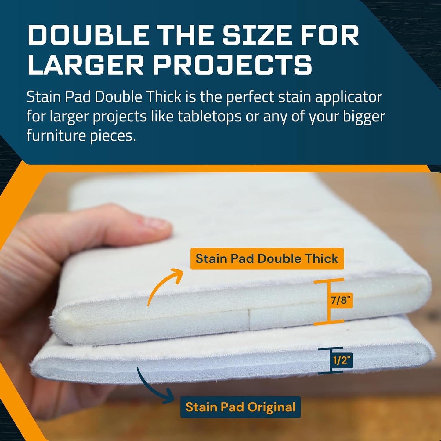 MāKRS Double Thick Stain Pad, Cut-to-Size Staining Pads, 5-Pack, Lint, Snag, Streak-Free Applicator, Micro Brush Material, Wood Stains and Oil Based Finishes, Easy to Use with Consistent Application