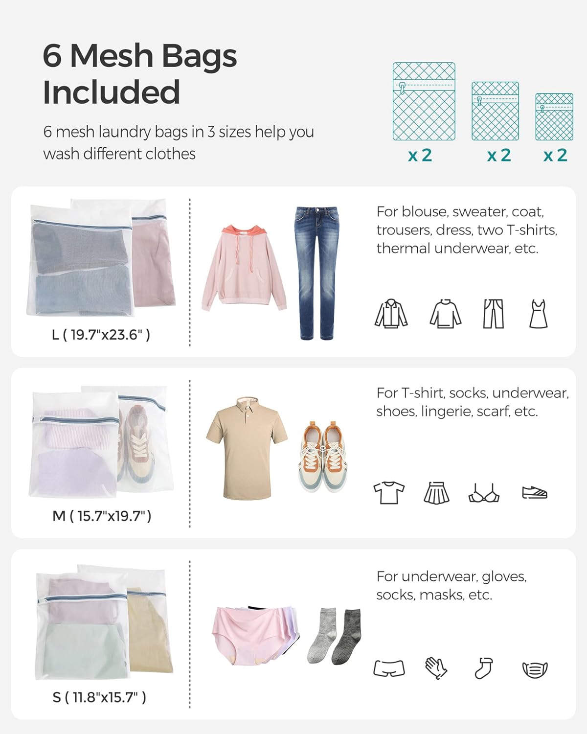 SONGMICS Laundry Hamper with Lid, 130L Clothes Hamper with 2 Removable Liner Bags and 6 Mesh Bags, Wicker Laundry Basket, Double Laundry Hamper for Bathroom, 13 x 26 x 23.6 Inches, Brown ULCB253K01