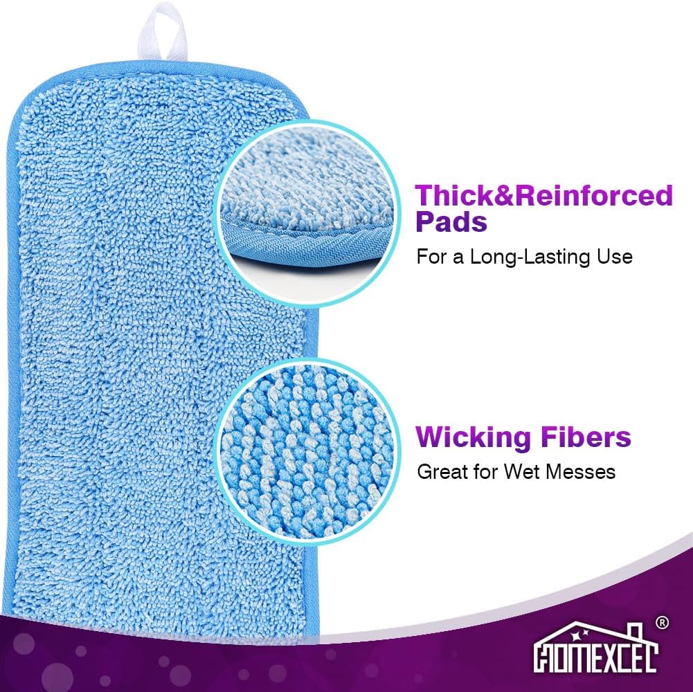 HOMEXCEL Reusable Mop Pads Compatible with Swiffer WetJet (8 Pack) - 12-inch Microfiber Mop Pads Wet Jet Refills for Wet Mopping Cloths - Hardwood Floor Cleaning