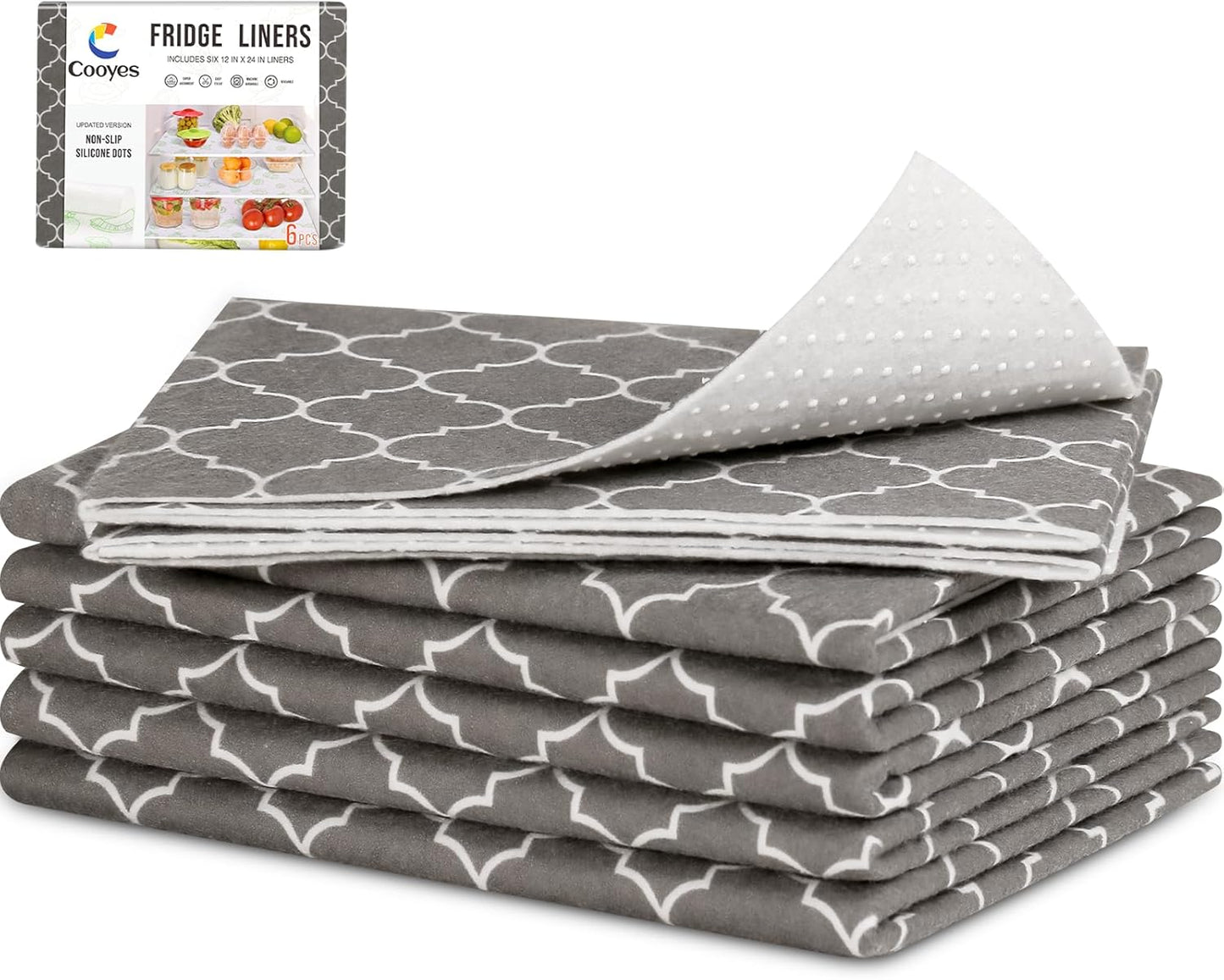 Cooyes Drawer Liner for Shelf and Refrigerator, 2 in 1 Fridge Drawer Liners & Fresh mats for Glass Shelves Bins, BPAfree Absorbent Cloth Material - Keep Produce Fresh Longer