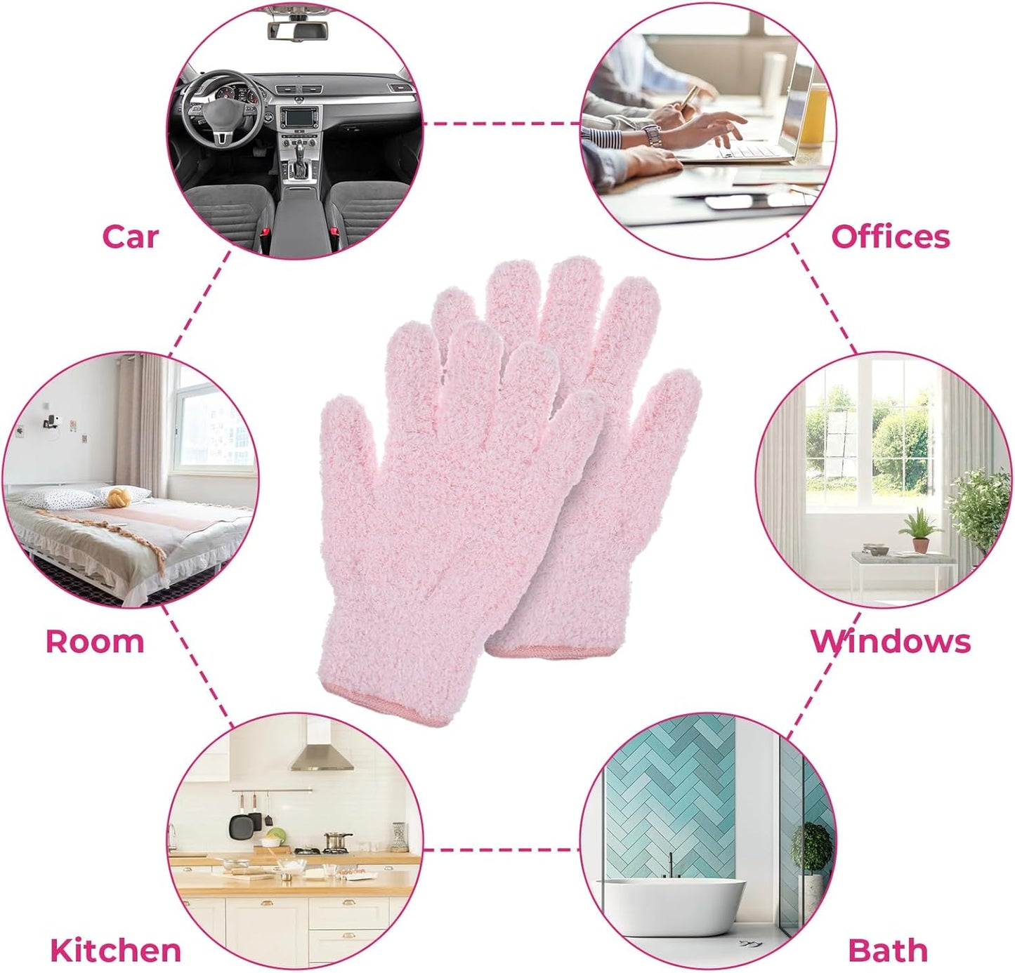 Grevosea 3 Pairs Microfiber Gloves Household Cleaning Glove Plant Dusting Glove Washable Reusable Mittens Gloves for Plants House Cars Blinds Dusting Furniture and Small Objects (3 Colors)
