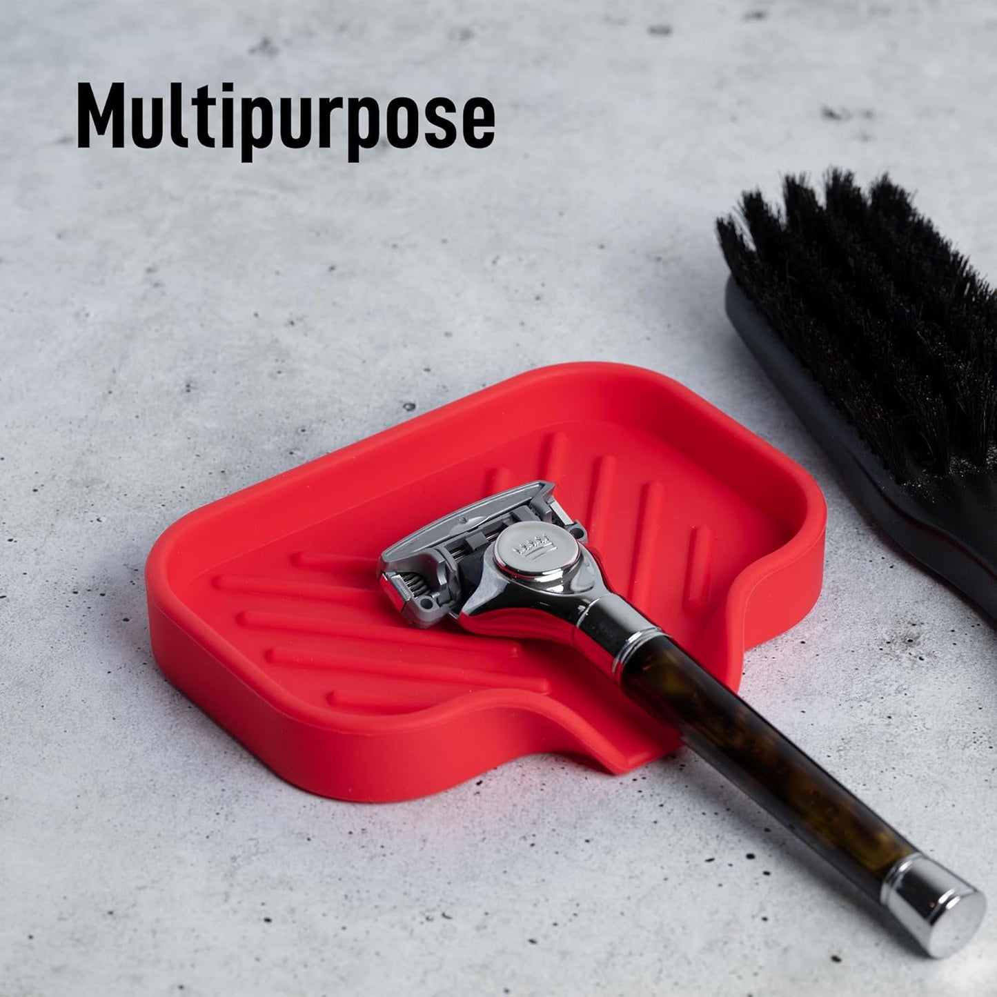 Zulay Small Silicone Sponge Holder (4.9x3.3”) – Space-Saving Sink Organizer Tray for Sponge, Soap, Brush & More – Compact Non-Slip Dish for Kitchen & Bathroom (Red)