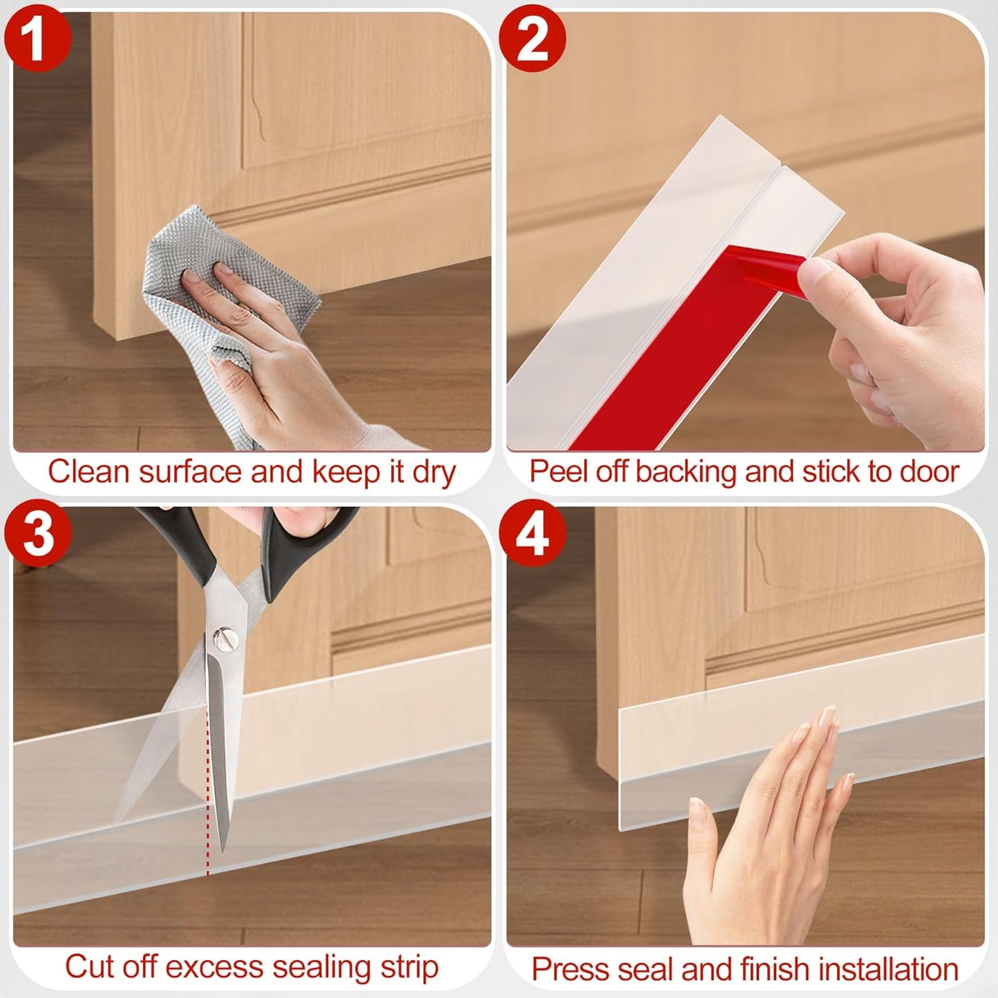 MYFAMIREA Door Weather Stripping 2IN (W) x 20FT (L) Door Draft Stopper Seal Tape Silicone Seal Strip Self Adhesive Shower Sweep Insulation Tape Side Bottom Strip for Sliding Glass Window Gap, Clear