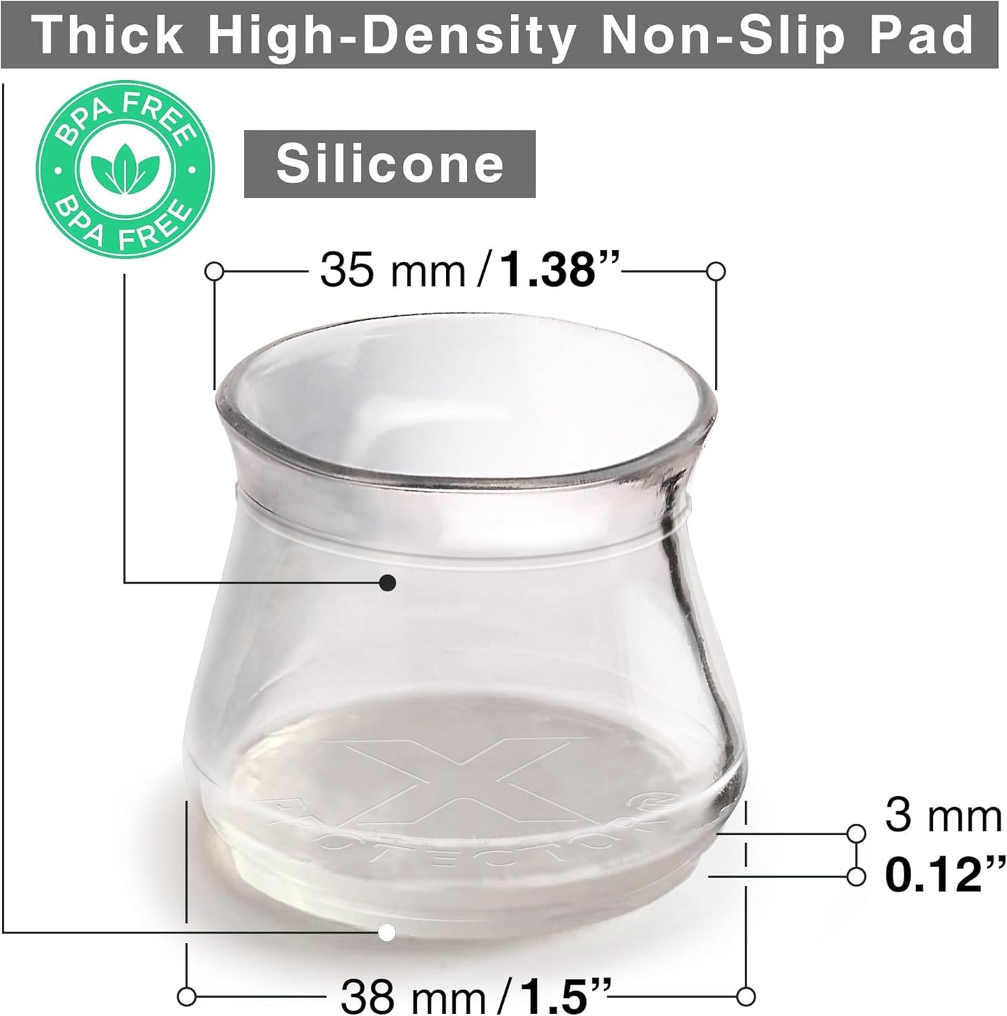 X-Protector Silicone Chair Leg Floor Protectors with Non-Slip Furniture Pads - 32 PCS 1.3" - 2" - Anti-Slip Chair Leg Covers - Non-Skid Furniture Leg Caps - Furniture Pads for Hardwood Floors!