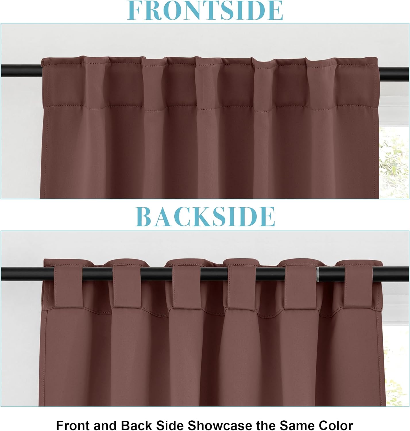 RYB HOME Blackout Curtains for Bedroom, Small Windows Shades Thermal Insulating Privacy Drapes for Living Room Classroom Bathroom Dining, Wide 42 x Long 36 inch, Chocolate Brown, 2 Panels