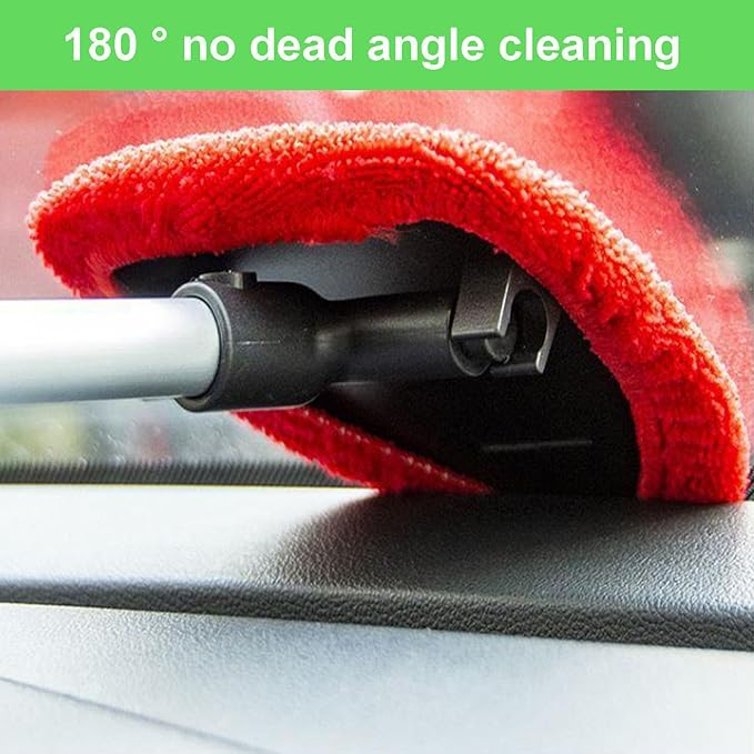 Beieverluck 3 Pieces Windshield Cleaning Tool Inside Car Window Cleaner Cleaning Tool with Extendable Handle, 9 Microfiber Pads and 3 Spray Bottles Car Auto Glass Wiper Kit
