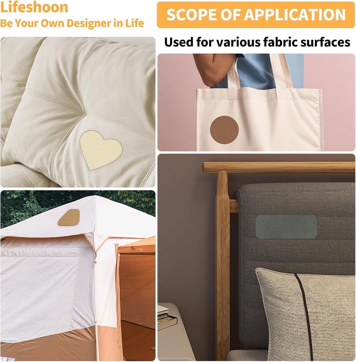 Fabric Repair Patches, 17X79 Inch Canvas Self-Adhesive Fabric Patches Tape Durable, DIY Large Canvas Repair for Sofa, Couches, Furniture, Chair, Clothing （17X79 Inch, Beige）