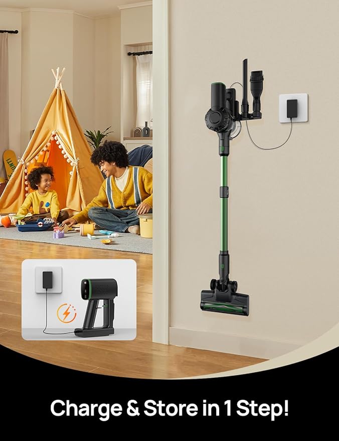 Vexilar Cordless Vacuum Cleaner, 550W/45Kpa/60Mins, Cordless Stick Vacuum Cleaner with Self-Standing and Touch Screen, 6-in-1 Lightweight, Rechargeable Vacuum for Pet Hair Carpet Hardwood Floor