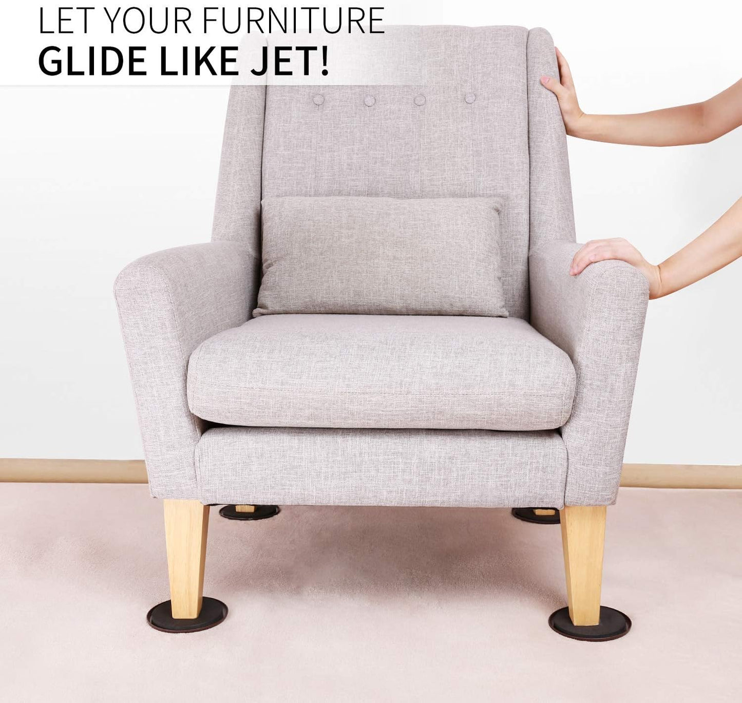 Ezprotekt 8 Pack Reusable Large Furniture Movers Sliders for Carpet, 5" Round Furniture Moving Pads, Carpet Sliders for Heavy Duty Sofa Bed Couch Fridge, Move Items Easily and Quickly (Brown)