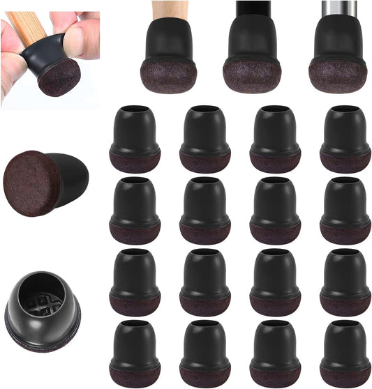 Ezprotekt 24 Pcs Small Black Silicone Chair Leg Floor Protectors for Hardwood Floor, Chair Leg Caps Cover, Felt Furniture Protectors Pads, Bar Stool Leg Protector Round (S Fit: 3/5" to 3/4", 15-19mm)