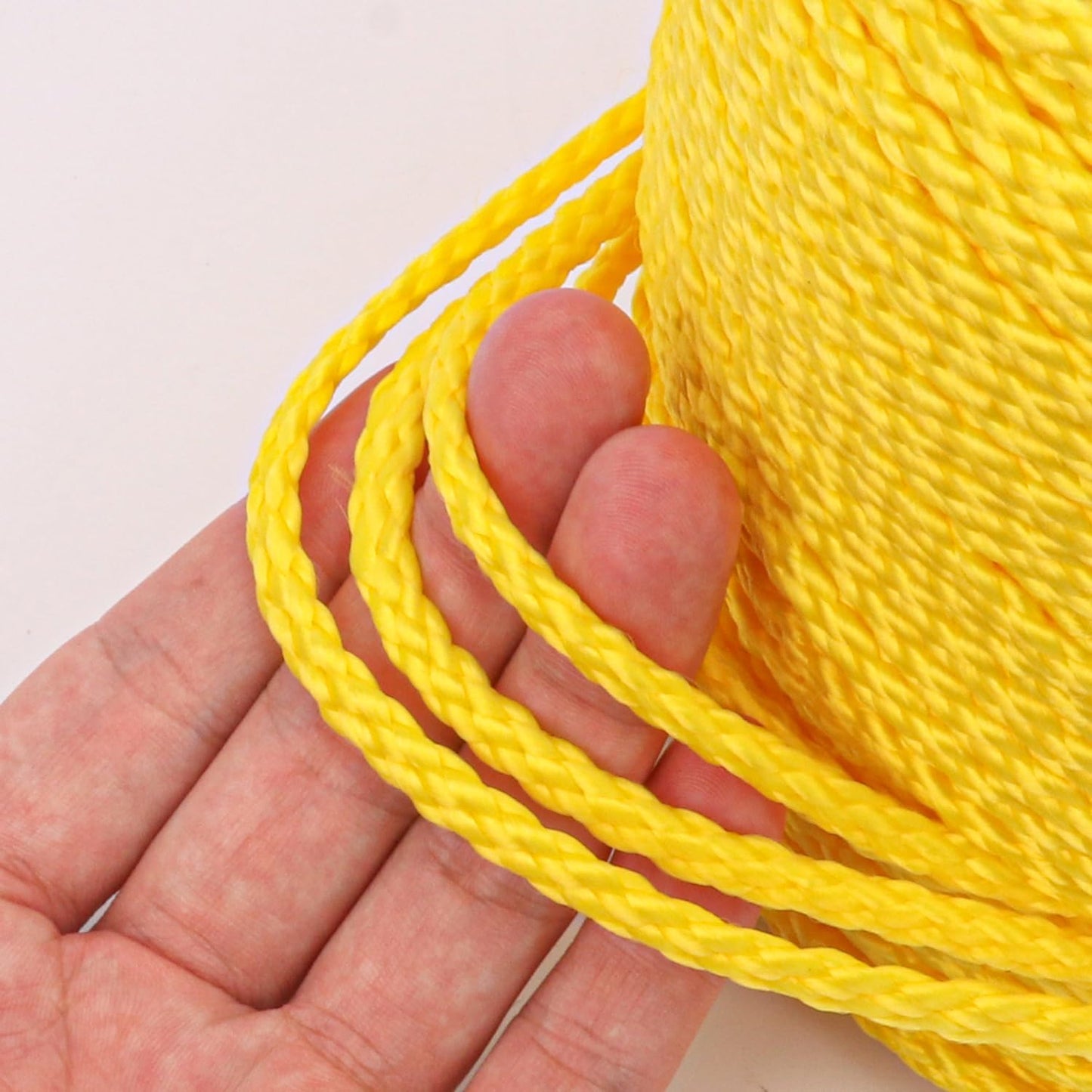 Polypropylene Rope - 1/4 Inch Yellow Nylon Rope, 500 Feet Long - Ideal for Tarps, Tie-Downs, Home Improvement & Hardware Needs