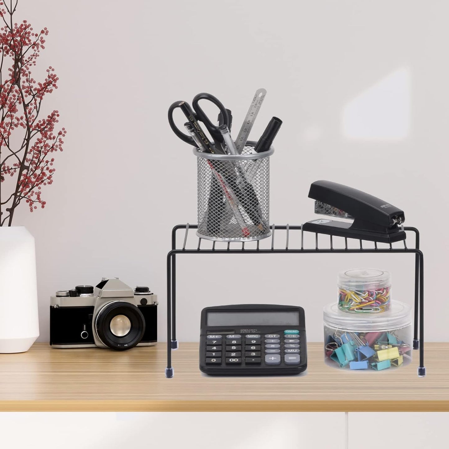 Kitchen Shelves, Cabinet Organization Mini Storage Shelf, Storage Rack Organizer for Kitchen, Fridge, Cabinet, Bathroom (Black 4)