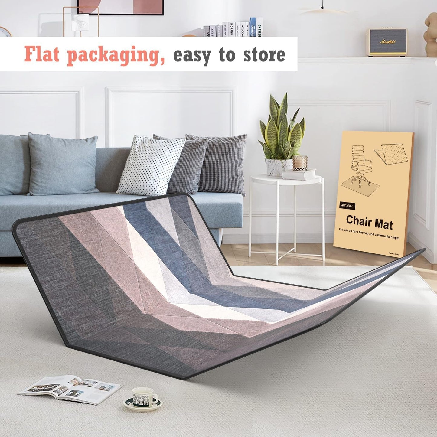 Heavy Duty Office Chair Mat for Carpet and Hardwood Floor Bohemian Desk Chair Mat Rug 36'' x 48'' Jacquard Woven Surface Floor mats for Office Home