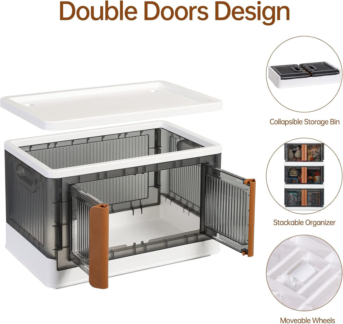 HAIXIN Storage Cabinet, Plastic Shelves Organizer, Folding Storage Box, Collapsible Totes For Storage, 8.4 Gal Clear Storage Bins, Stackable Under Bed Storage Container, 6 Pack Bookshelf