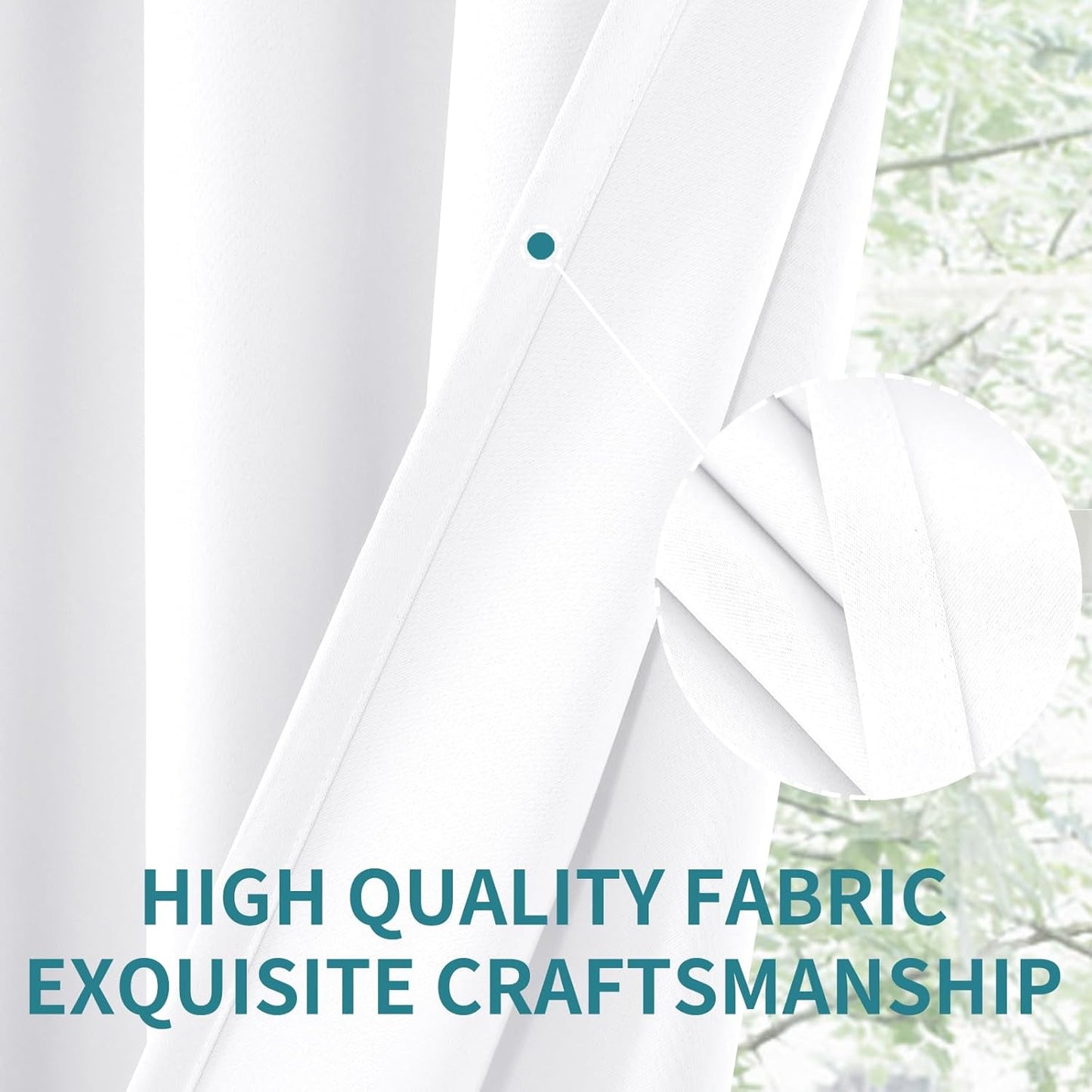 BGment Rod Pocket White Curtains 48 Inches Length for Kitchen Bathroom Window - Privacy Protection Short Window Treatment Drapes for Cafe Bedroom Home Decor, 2 Panels, Pure White, 42 x 48 Inch