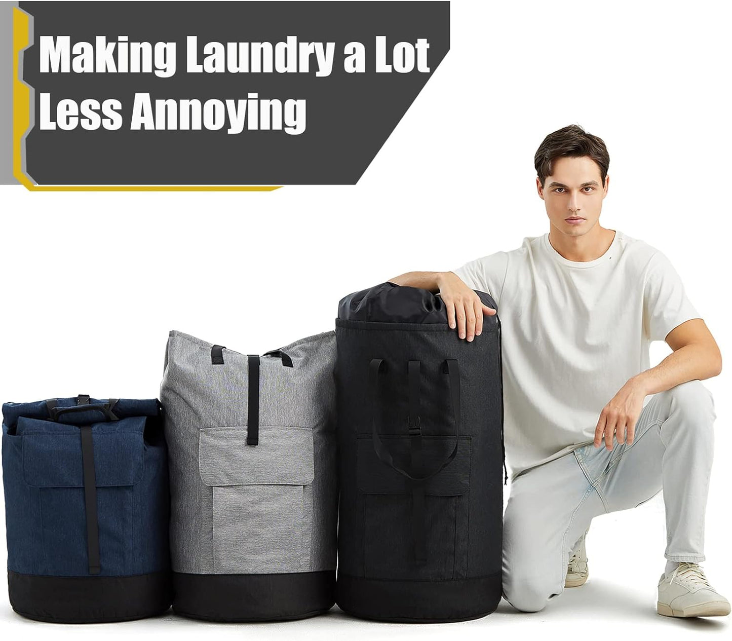 Laundry Backpack Bag 115L, Heavy Duty Laundry Bags with Shoulder Straps, Dirty Clothes Bag for College Dorm Essentials, Hamper Backpack for Travel, Laundromat, Apartment, Beach, Camping