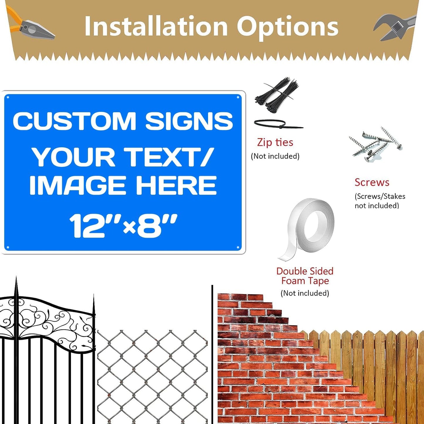 Custom Metal Signs - Aluminum, Weatherproof, Multiple Sizes, Custom Text & Picture, Hazard, Garden, Door, Business Signs