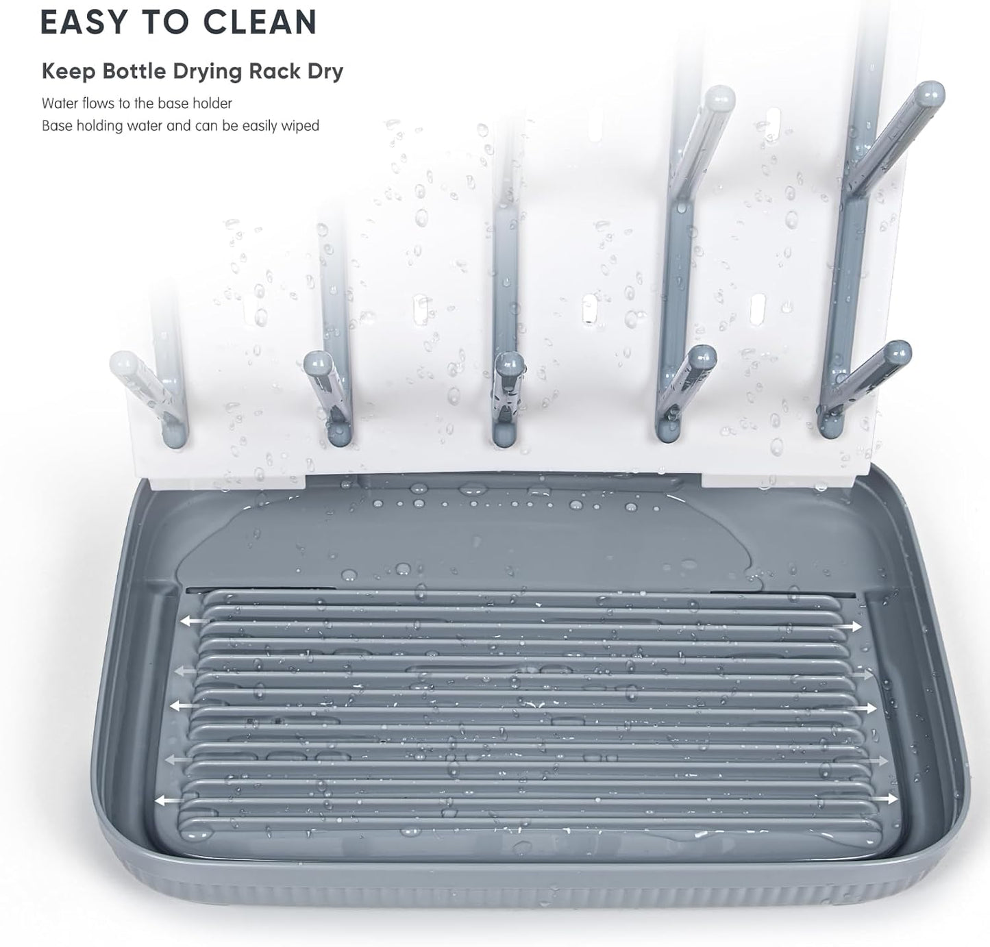 Termichy Baby Bottle Drying Rack: Vertical Bottle Dryer Rack Holder with Brushes Set- Drying Rack & Nipple Scrubber-Space Saving Standing Drying Rack for Baby Bottles and Pump Part Cleaning