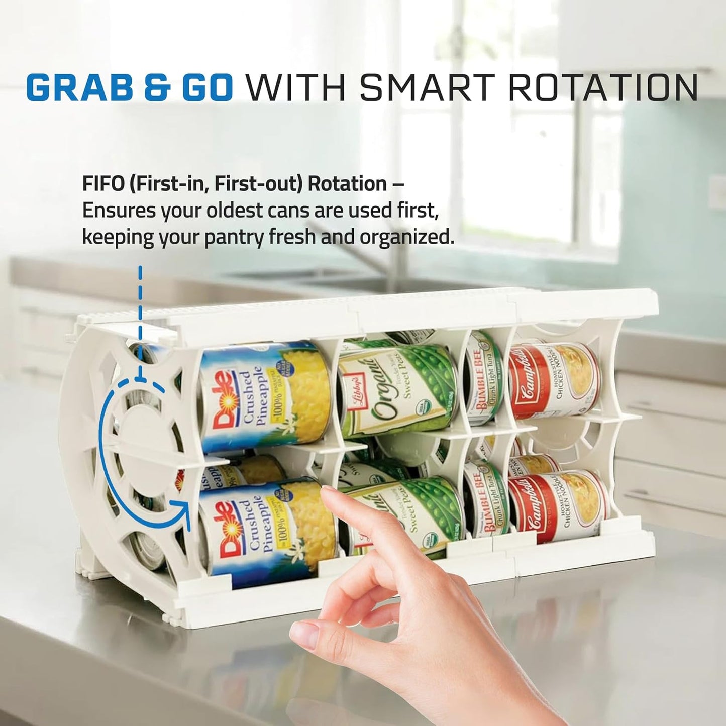 Shelf Reliance Cansolidator Cupboard - 1-Pack Can Organizer for Pantry, Stackable Soda Can Storage for Kitchen, Holds 20 Cans of Food or Soda