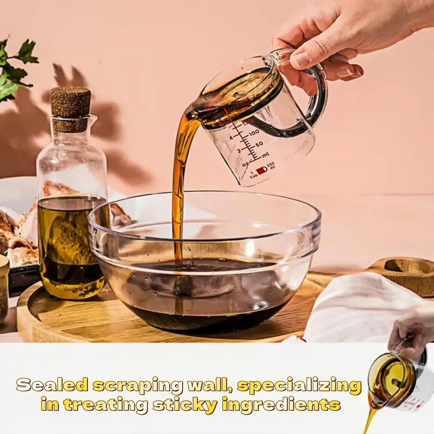 All in One Adjustable Measuring Cup, Push Up Measuring Cup Solid and Liquid, Space Saving, Easy to Clean, Multifunctional Kitchen Measuring Cups for Preparation, Baking, and Cooking (1)