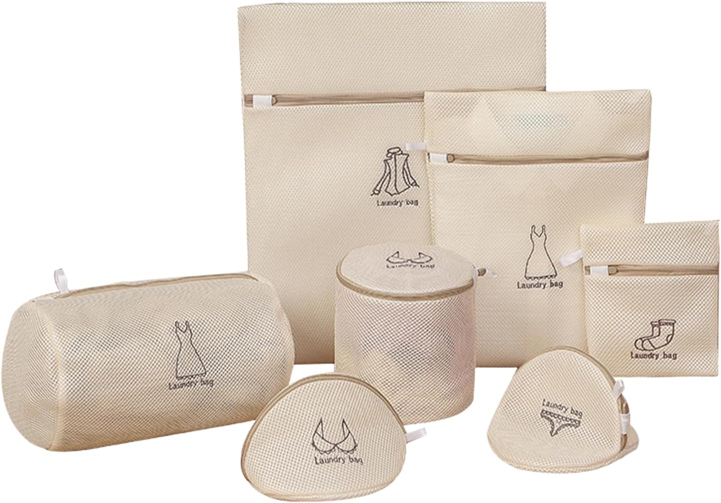Mesh Laundry Wash Bags Set,7 Piece Set of Laundry Bags with Automatic Zipper, Suitable for Women's Underwear Bags, Women'S Shirts, Skirts, Stockings, Bras