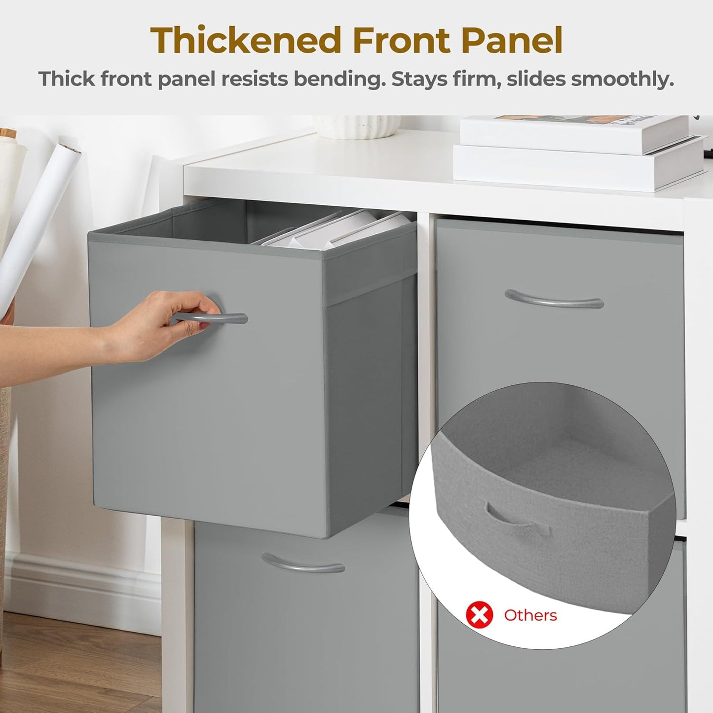 StorageWorks Gray Storage Cubes, 13x13 Storage Cube Bins with Handle, Cube Storage Organizer Bins for Shelves and Closet, Collapsible Storage Bins, 4-Pack