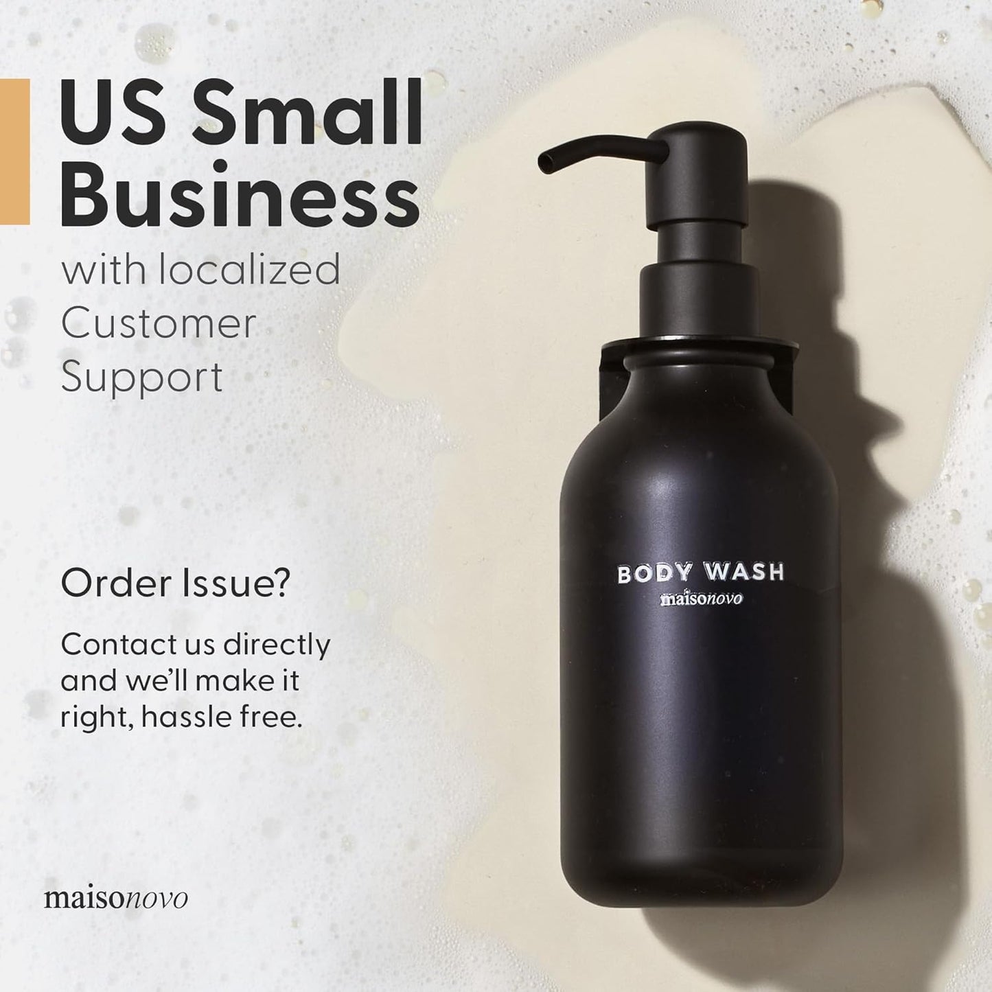 MaisoNovo Shampoo and Conditioner Dispenser - Shower Soap Dispenser Wall Mounted - 16.9 fl oz Set of 1 Black Plastic Bottles Black Pump - 1 Chamber No Drill