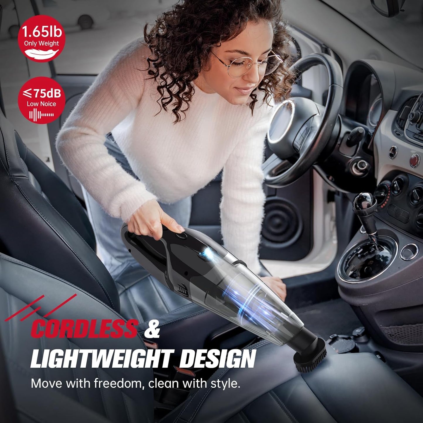 Handheld Vacuum Cordless Rechargeable, 1.65LBs Hand Held Vacuum Cordless, Car Vacuum Portable with LED, USB Charge, for Car/Home/Pet