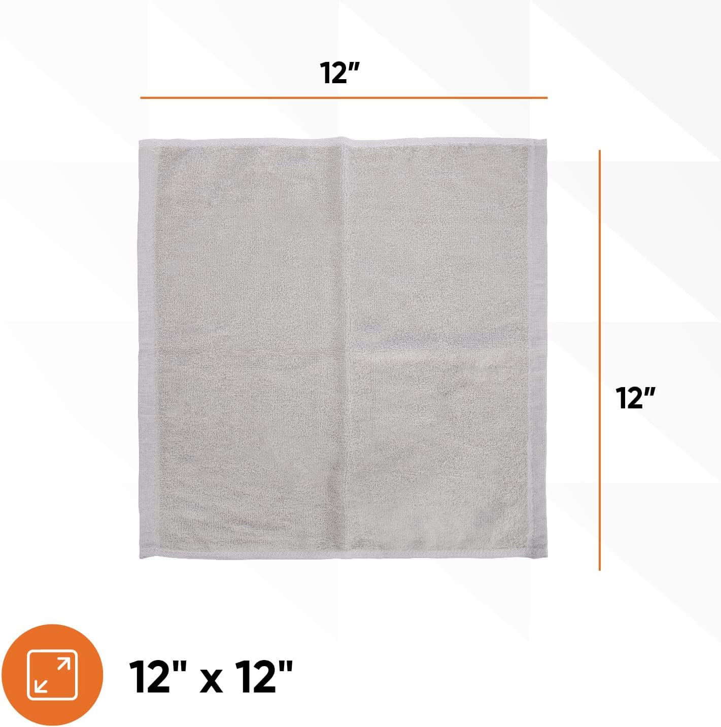 Superio Cotton Terry Washcloths Grey Towels 100% Cotton Cleaning Cloth 16" Rags Wash Clothes for Body and Face, Spa Towels, Multi Purpose (6, 12"x12")
