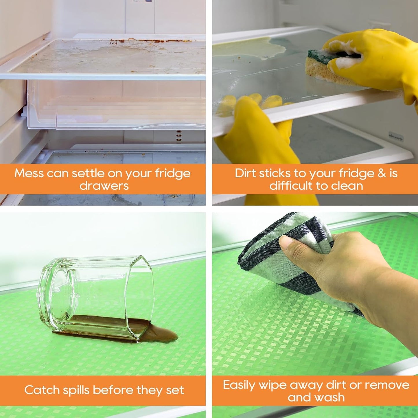 Fridge Liner Shelf Liners for Kitchen Cabinet Refrigerator Liners Waterproof & Oil-Proof Kitchen Cupboard Liner Non Adhesive Drawer Mats EVA Material for Shelves -Green 11.8 x 59 Inches