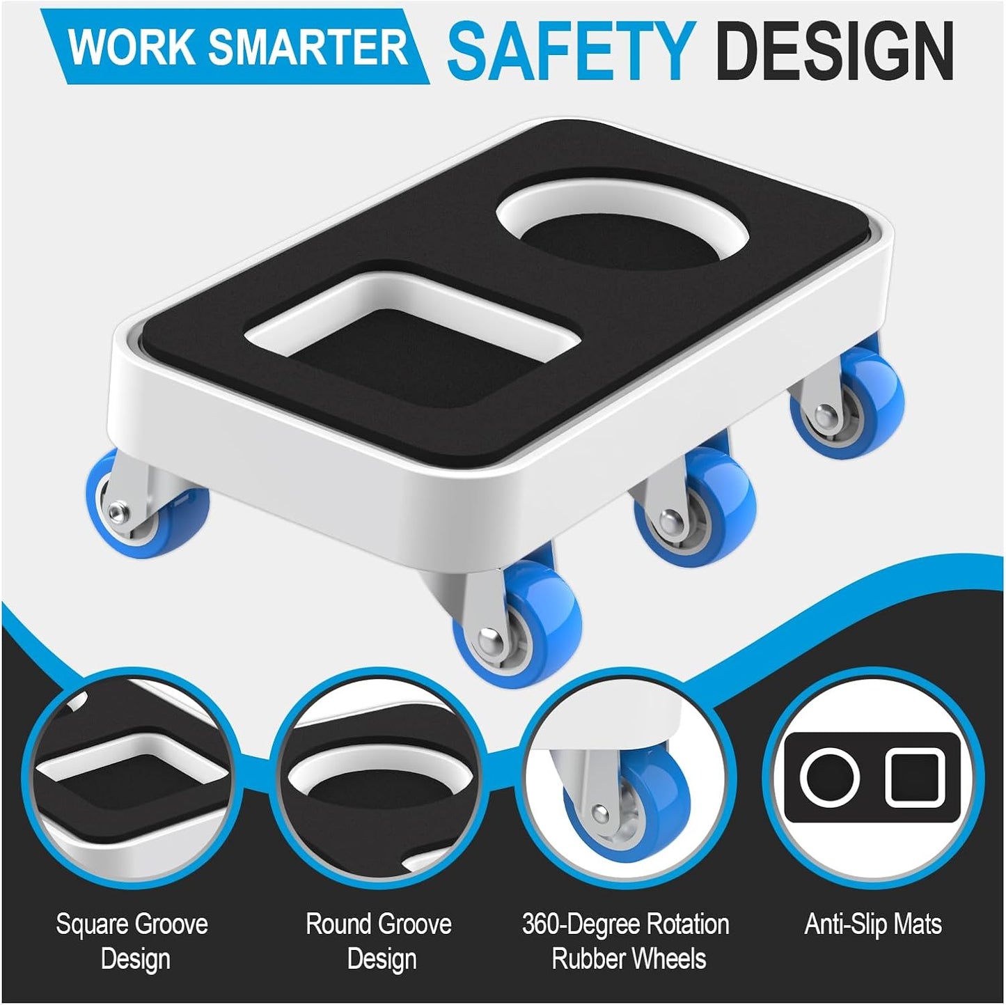 Furniture Dolly with Dual Groove Design: Furniture Sliders with 6 Wheels - for Various Types of Furniture Legs - for Moving Heavy Duty Sofa Bed - Load Capacity Up to 950lb