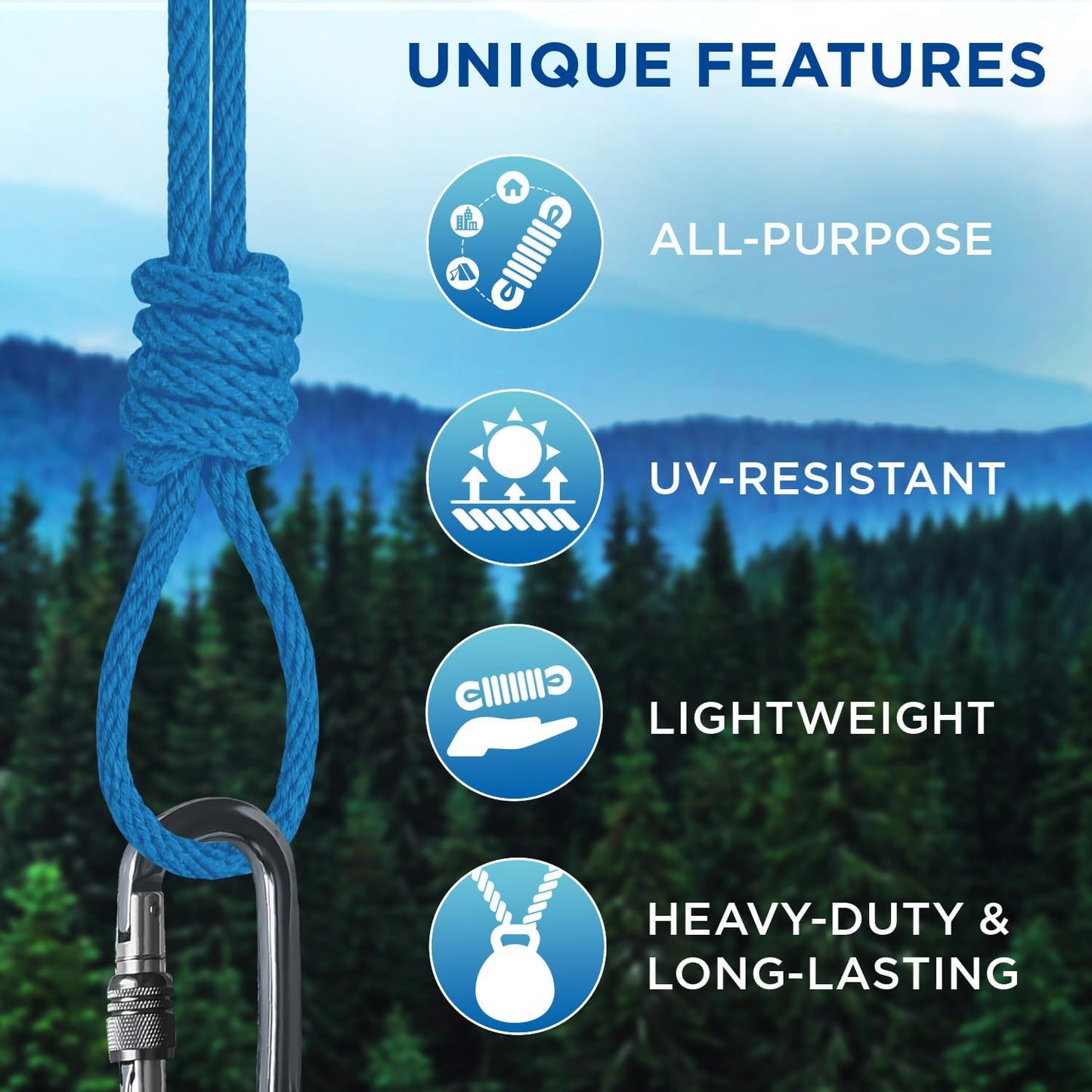 TECEUM Cotton Rope 3/16” (5 mm) – 100 FT – Strong All-Purpose Braided Rope – Natural Cotton – for Crafting, Сamping, Clothes Line, DIY, Indoor & Outdoor Use – Sky Blue