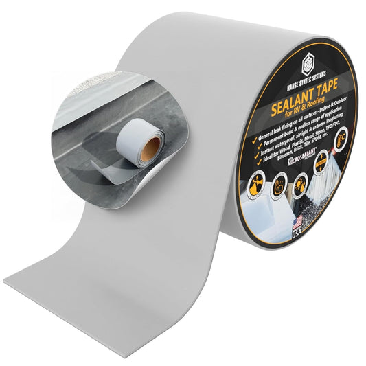 HSS Sealant Tape with MicroSealant - Waterproof Commercial Roofing Tape for Roof and RV Repair - UV- & Weatherproof (Gray, 4 inch x 50 feet)