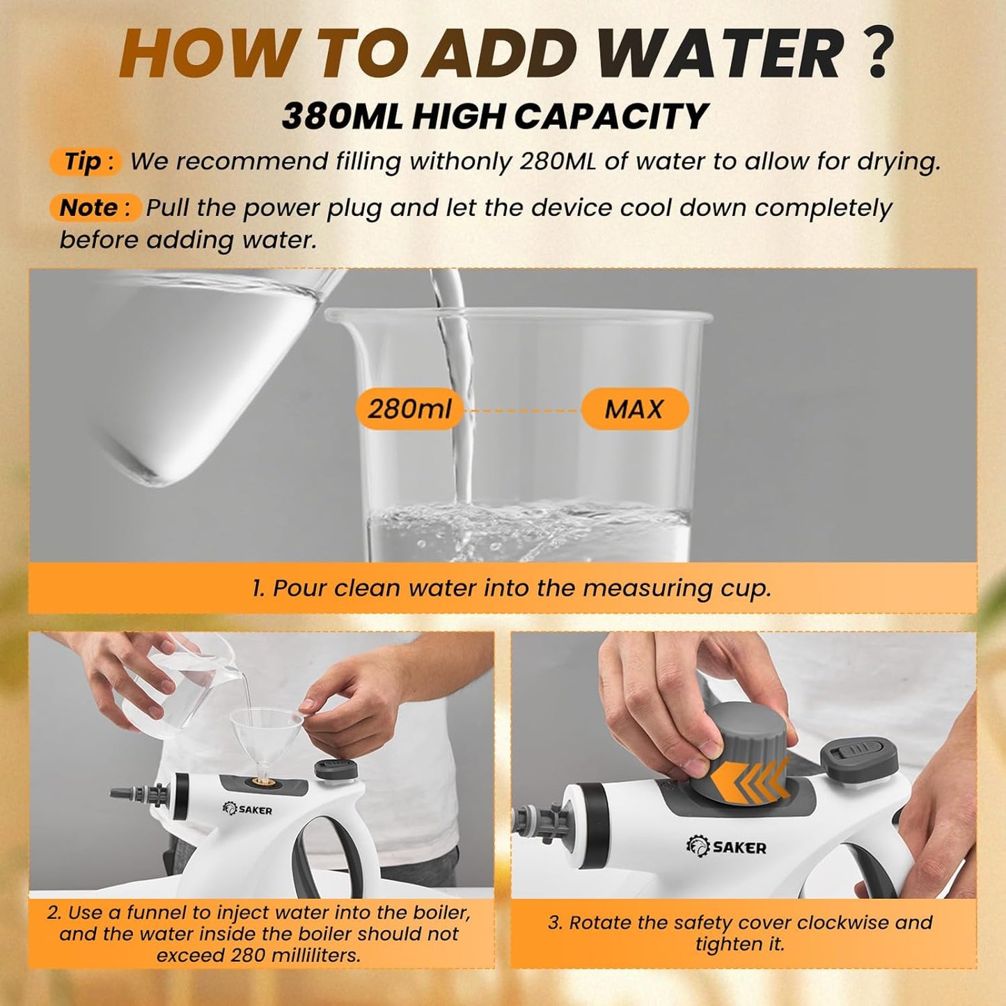 Saker Handheld Steam Cleaner New,Portable Steam Cleaner for Home,1050W Steam Cleaner,9 Fiber Cloths for Quick Heating & Deep Cleaning of Floors, Cars, and Kitchen