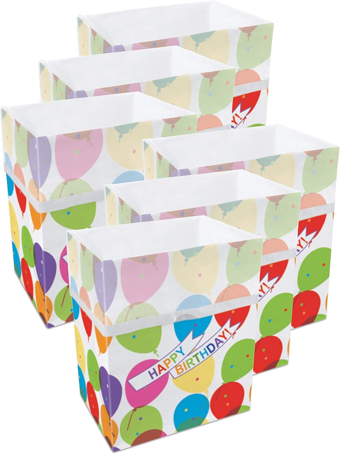 13 Gallon Disposable Pop-Up Trash Cans (6-Pack) with Fitted Bags – Foldable Garbage & Recycling Bins for Parties, Events & Kitchen (Birthday, 17" H x 13.5" W x 10" D)