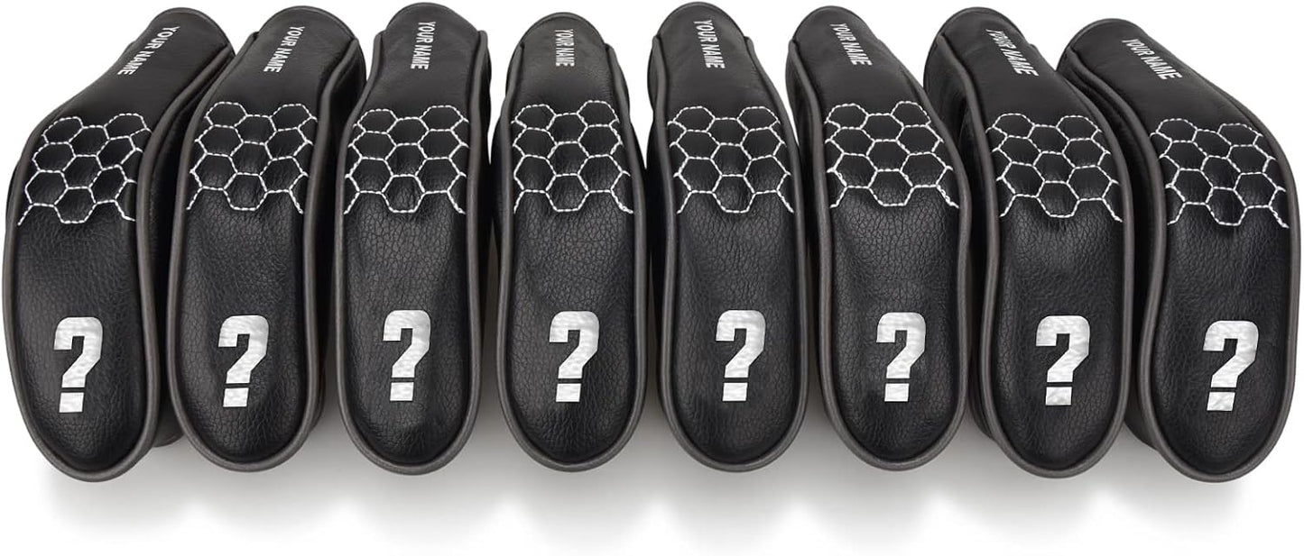 mytag 8PCS Golf Hybrid Iron Covers Set, Knit Hybrid Head Covers, Fits Cobra T Rail, Cleveland Launcher, Wilson Launch Pad, Tour Edge Hot Launch - Customizable