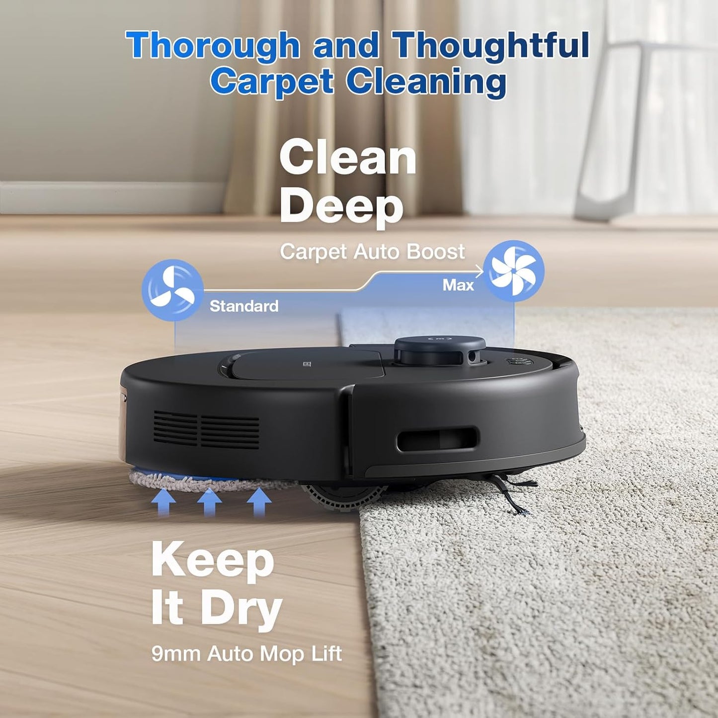 ECOVACS DEEBOT N30 Omni Robot Vacuum and Mop, 10000Pa Suction, TruEdge Adaptive Edge Mopping, ZeroTangle 2.0 Technology, Hot Air-Drying, Self-Emptying, Auto-Lift Mopping, Obstacle Avoidance