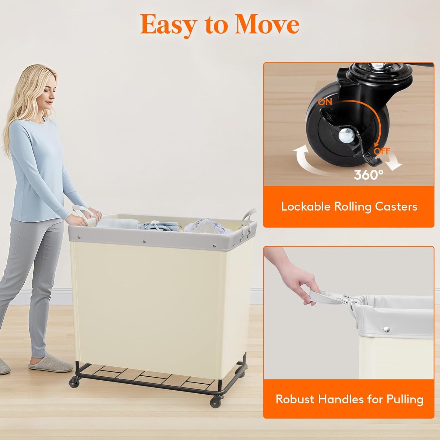 Lifewit 330L Laundry Basket with Wheels, Large Heavy Duty Commercial Rolling Laundry Hamper with Handles, Tall Steel Frame Laundry Cart for Laundry Room Bedroom Hotel Home Dorm, White