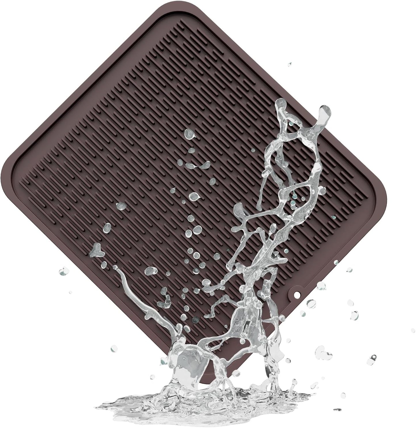 ZLR Silicone Dish Drying Mat for Kitchen Counter, Eco-Friendly Fast Dry Dish Mat, Easy Clean Multi Usage Drying Matt, Heat Resistant Trivet, 16" x 18" XL, Coffee