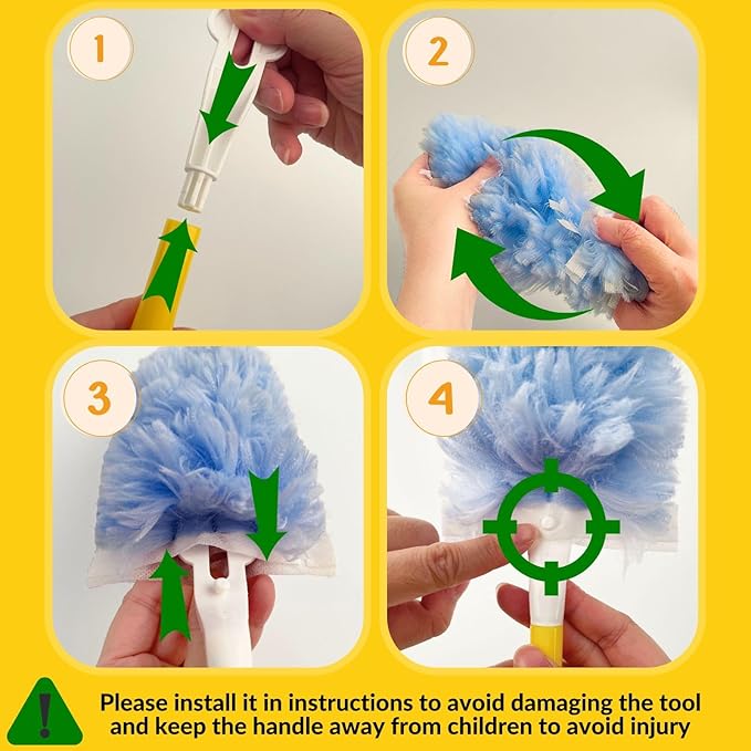 Duster Refills,Static Dust Removal Brush Disposable Replacement Head Compatible with Swiffer Duster Refills for Electronics, Furniture, Blinds, Ceiling Fans (Blue, 30 Refills+1 Handle)