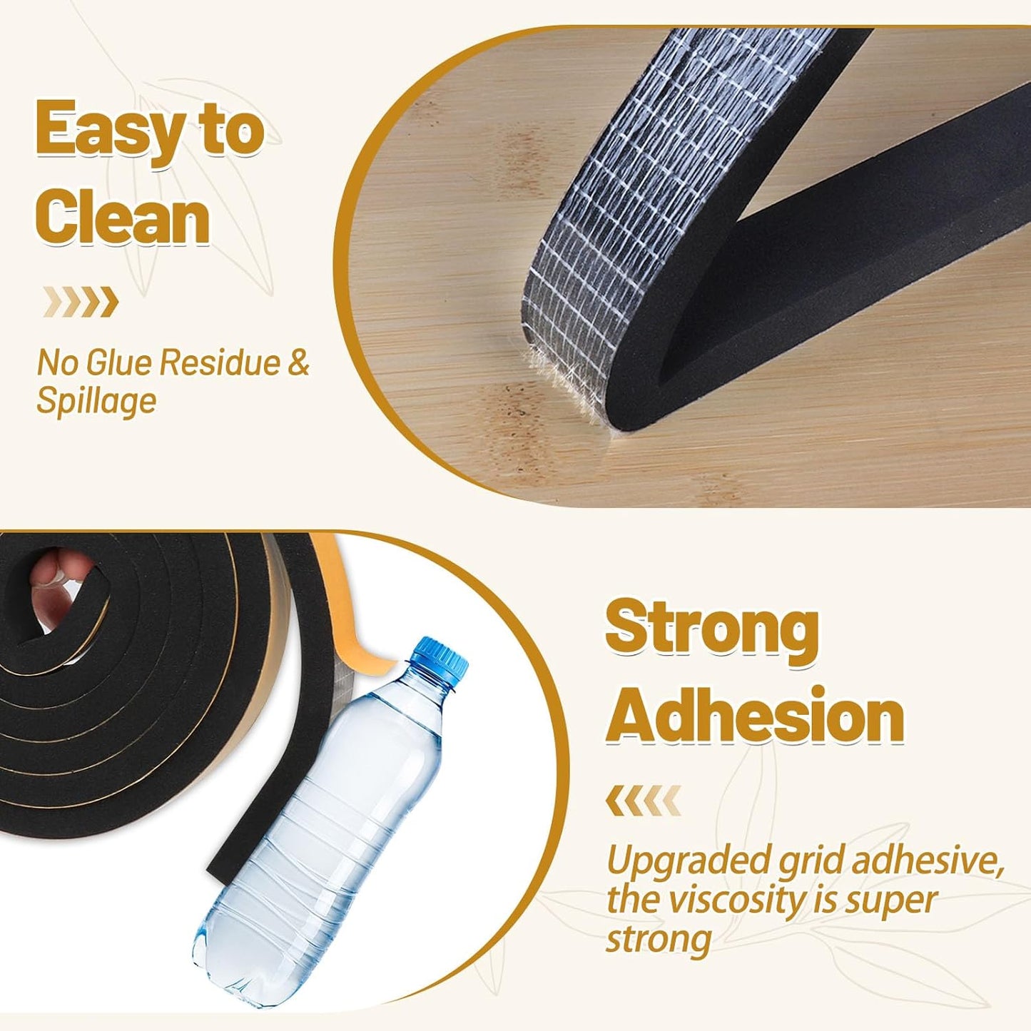 Weather Stripping 1/2 in x 1/4 in, High Density Foam Insulation Tapes, Weatherproof Seal Strips, Soundproof Weatherstrip for Door Window, 2 Rolls Total 26Ft