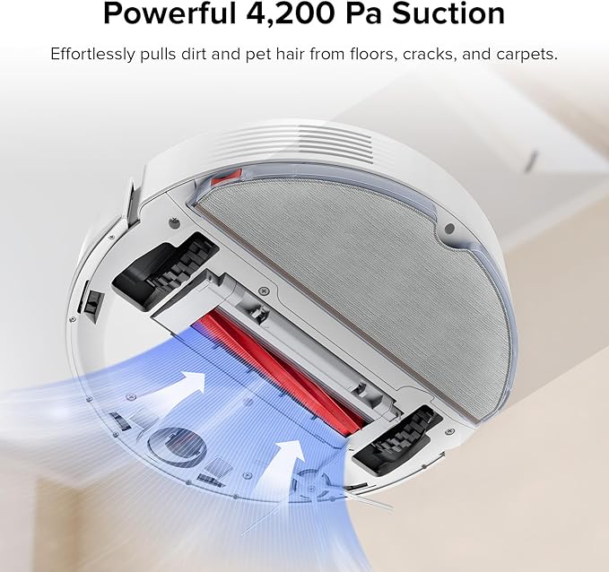 roborock Q7 Max Robot Vacuum and Mop Combo, 30-Level Water Flow Control, 4200Pa Suction, PreciSense LiDAR Navigation, No-Go Zone, No-Mop Zone, App & Voice Control, Ideal for Pet Hair