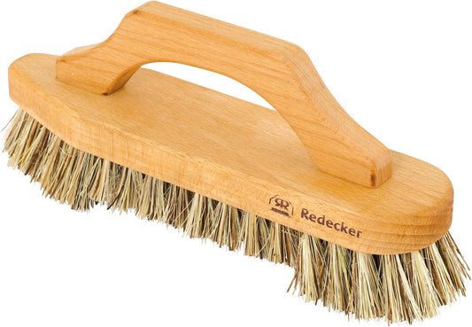 Redecker Union Fiber Scrub Brush with Oiled Beechwood Bow-Shaped Handle, 8-5/8-Inches