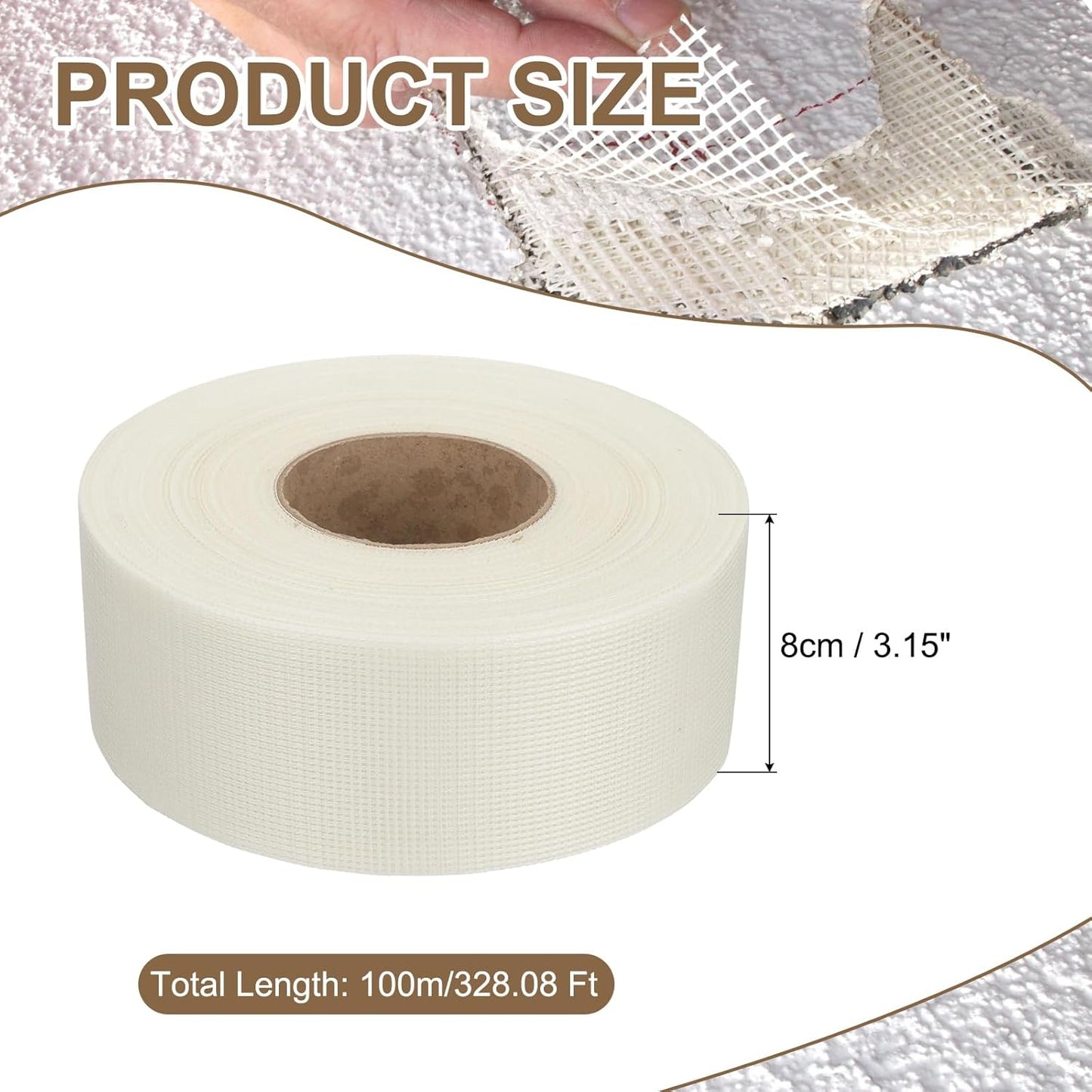 PATIKIL Drywall Repair Mesh Tape, 3 inch x 328 ft Fiberglass Repair Patch Self-Adhesive Dry Wall Joint Tape 12 Mesh Wall Hole Crack and Seam Patch, White