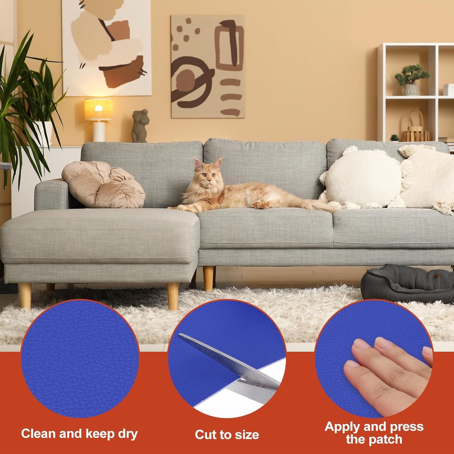 PATIKIL Leather Patches Tape for Furniture, 6.3 x 61 Inch Self Adhesive Vinyl Leather Repair Kit Cover Sheet for Couch, Sofa, Car Seats, Office Chair, Dark Blue