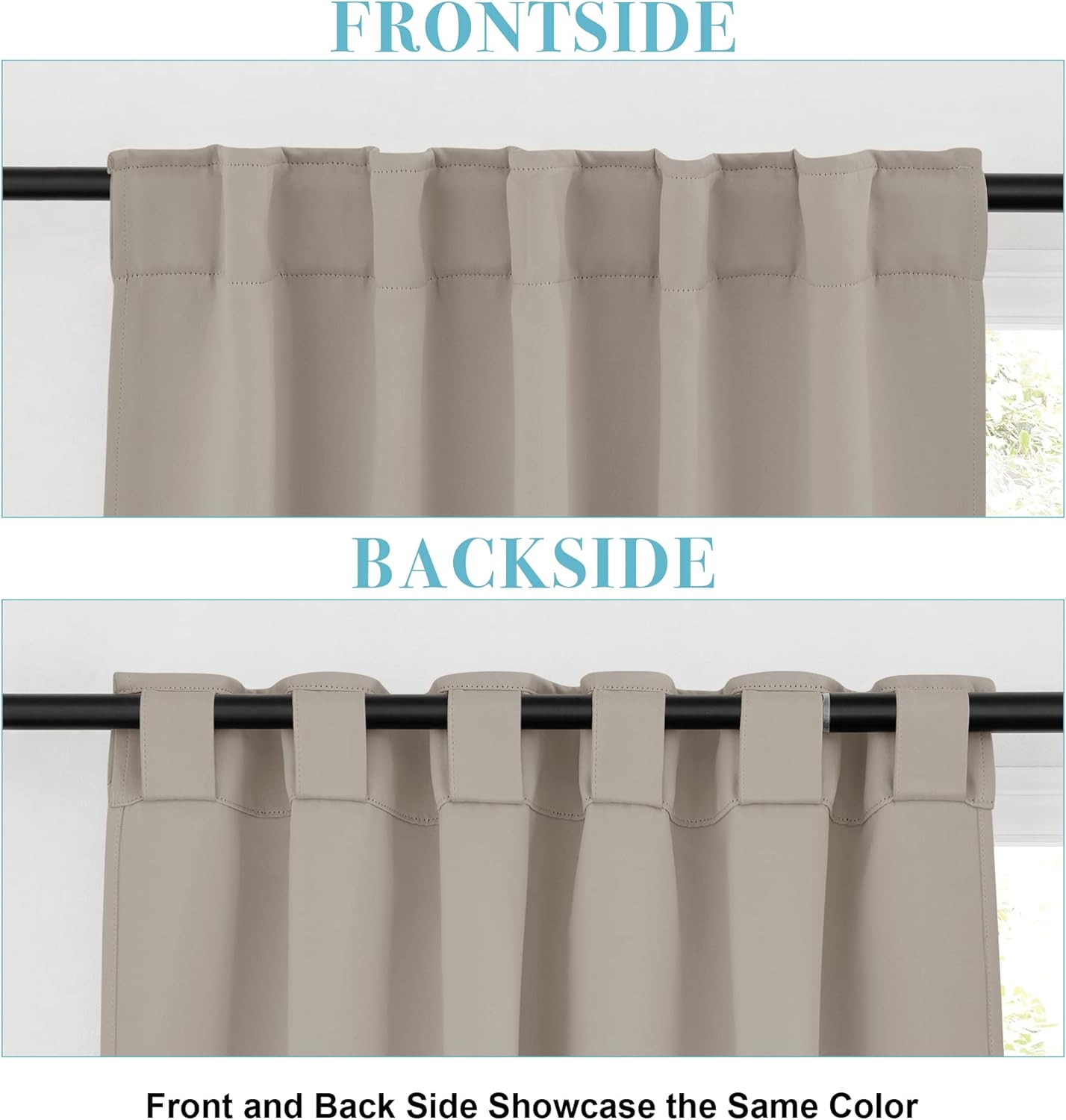 RYB HOME Blackout Curtains 80 inches Long Thermal Insulating Large Window Curtains for Living Room Sliding Glass Door Dining Home Office Backdrop, Sand, W 42 x L 80 per Panel, 2 Panels