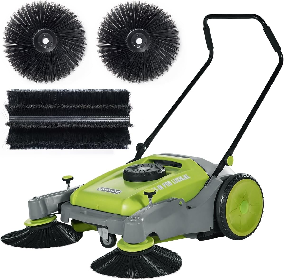 41" Industrial Walk-Behind Hand Push Floor Sweeper | Commercial 55L Large Capacity | 45000 SqFt/Hour | Indoor & Outdoor Use (Green)