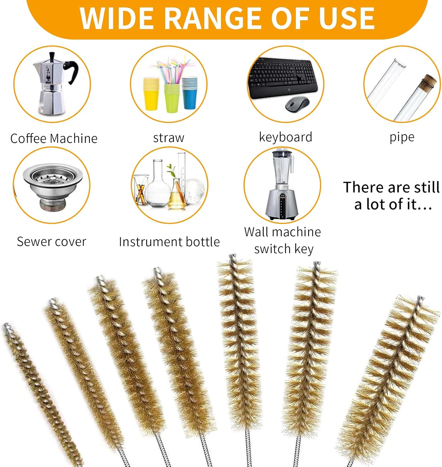 7pcs Brass Wire Tube Brushes Bottle Brush Set,11Inch Long Wire Brushes for Cleaning,Wire Pipe Cleaner Bore Brush Cleaning for Tubes,Bottle,Keyboards,Glass