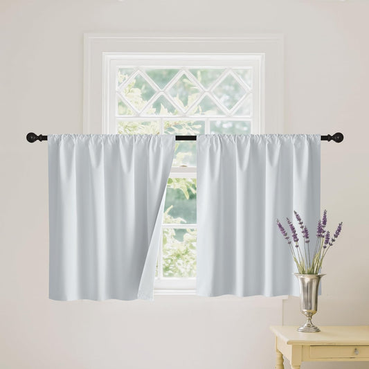 RYB HOME White Short Blackout for Small Window 45 inches Length, Thermal Insulated 100% Blackout Noise Reducing Window Shades for Bedroom Office, 34 inches Wide by 45 inches Long